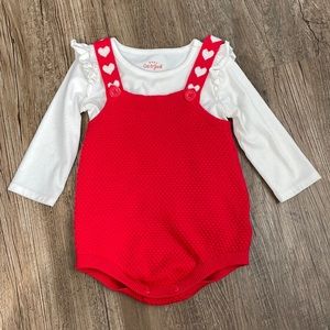 Cat&Jack Baby Girl’s Heart Sweater Romper Size 12M